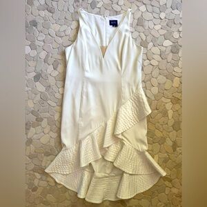 Elegant Ivory Midi Dress with Ruffle Detail